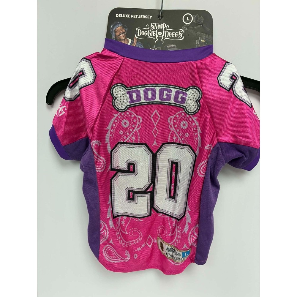 Snoop Doggie Doggs Pet Jersey Large Pink Dog Shirt #20 Deluxe Pet Jersey NWT